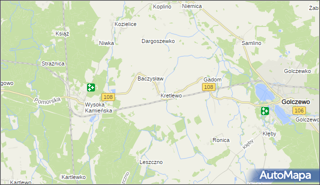 mapa Kretlewo, Kretlewo na mapie Targeo