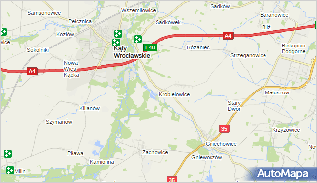 mapa Krobielowice, Krobielowice na mapie Targeo