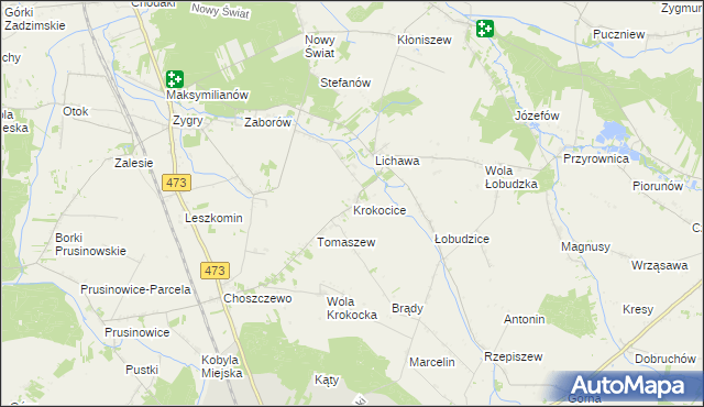 mapa Krokocice, Krokocice na mapie Targeo