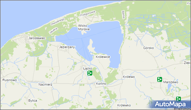 mapa Królewice gmina Postomino, Królewice gmina Postomino na mapie Targeo