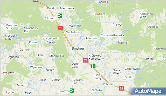 mapa Królewiec gmina Smyków, Królewiec gmina Smyków na mapie Targeo