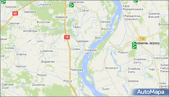 mapa Królewski Las gmina Góra Kalwaria, Królewski Las gmina Góra Kalwaria na mapie Targeo