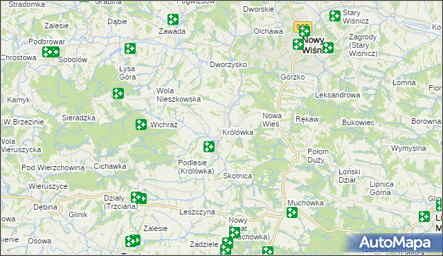 mapa Królówka gmina Nowy Wiśnicz, Królówka gmina Nowy Wiśnicz na mapie Targeo