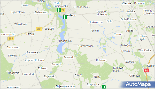 mapa Kromszewice, Kromszewice na mapie Targeo