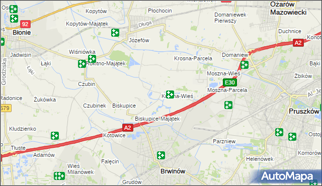 mapa Krosna-Wieś, Krosna-Wieś na mapie Targeo