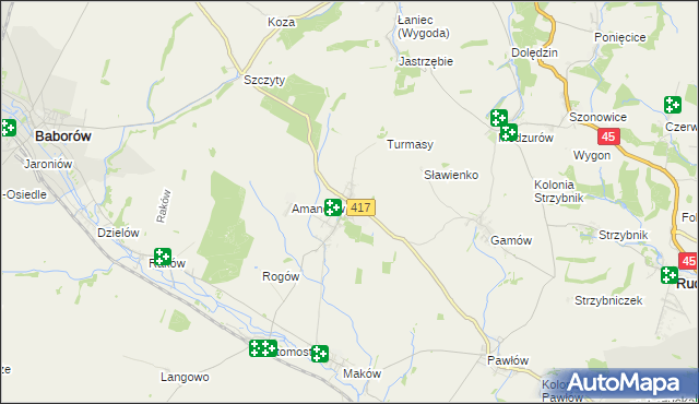 mapa Krowiarki, Krowiarki na mapie Targeo