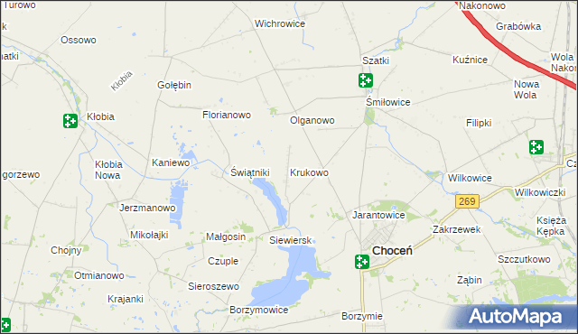 mapa Krukowo gmina Choceń, Krukowo gmina Choceń na mapie Targeo