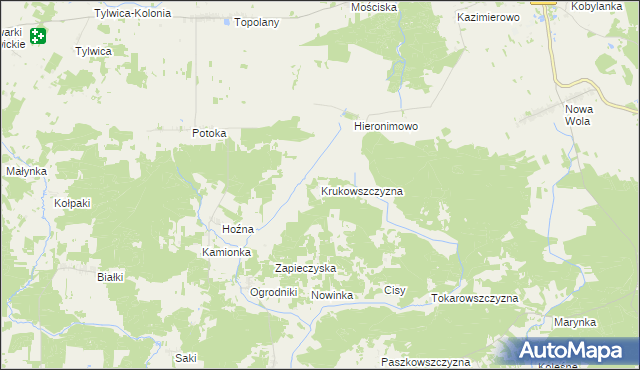 mapa Krukowszczyzna gmina Michałowo, Krukowszczyzna gmina Michałowo na mapie Targeo