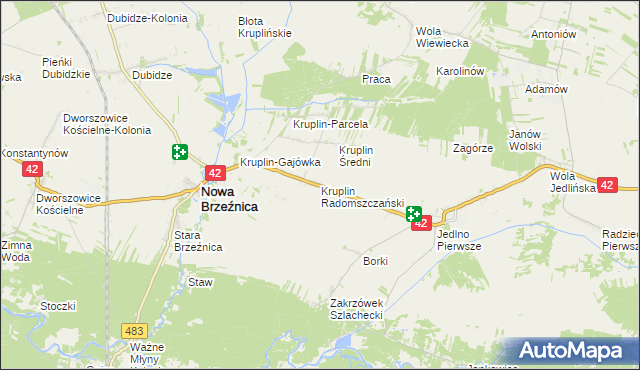 mapa Kruplin Radomszczański, Kruplin Radomszczański na mapie Targeo