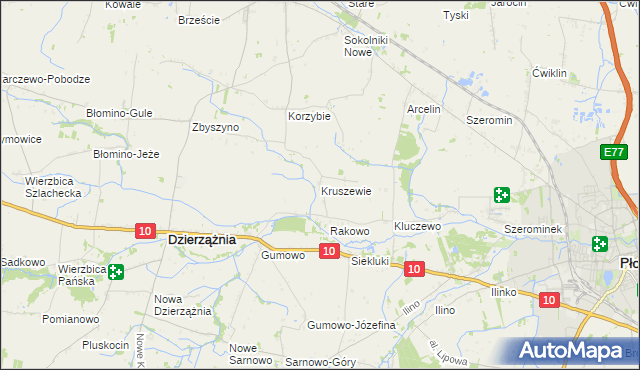 mapa Kruszewie, Kruszewie na mapie Targeo