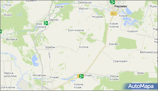 mapa Krynica gmina Krasnystaw, Krynica gmina Krasnystaw na mapie Targeo