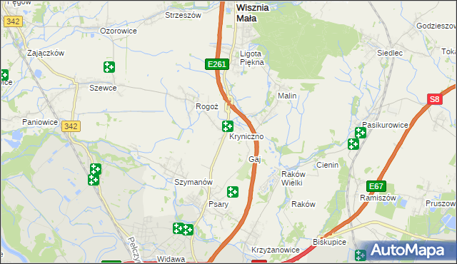 mapa Kryniczno gmina Wisznia Mała, Kryniczno gmina Wisznia Mała na mapie Targeo