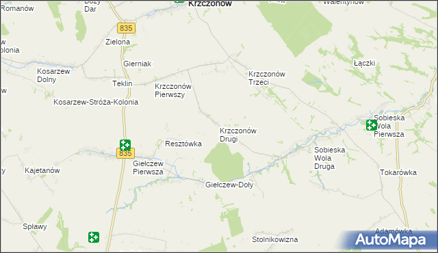 mapa Krzczonów Drugi, Krzczonów Drugi na mapie Targeo