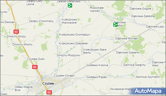 mapa Krzeczkowo-Stare Bieńki, Krzeczkowo-Stare Bieńki na mapie Targeo