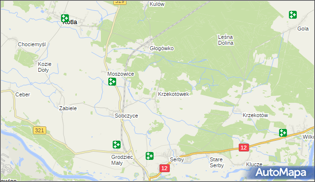 mapa Krzekotówek, Krzekotówek na mapie Targeo