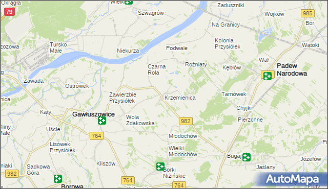 mapa Krzemienica gmina Gawłuszowice, Krzemienica gmina Gawłuszowice na mapie Targeo