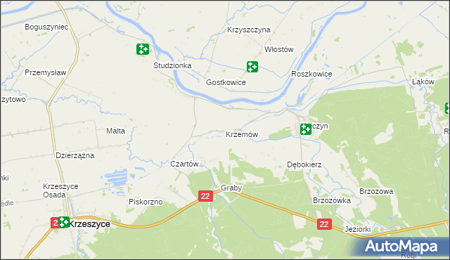 mapa Krzemów, Krzemów na mapie Targeo