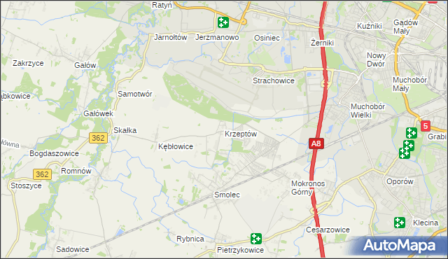 mapa Krzeptów, Krzeptów na mapie Targeo