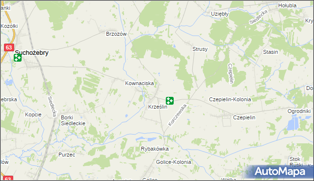 mapa Krześlinek, Krześlinek na mapie Targeo