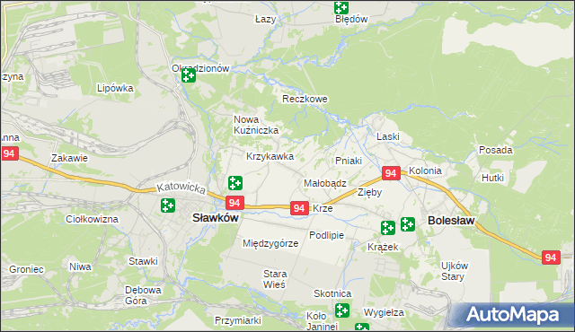 mapa Krzykawa, Krzykawa na mapie Targeo