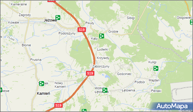 mapa Krzywdy gmina Jeżowe, Krzywdy gmina Jeżowe na mapie Targeo