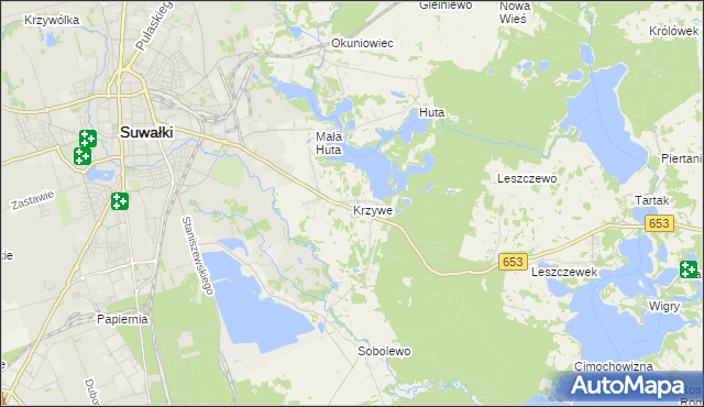 mapa Krzywe gmina Suwałki, Krzywe gmina Suwałki na mapie Targeo