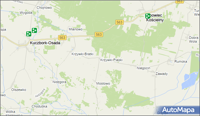 mapa Krzywki-Piaski, Krzywki-Piaski na mapie Targeo