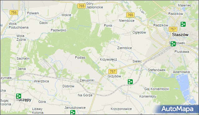 mapa Krzywołęcz, Krzywołęcz na mapie Targeo