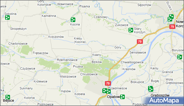 mapa Ksany, Ksany na mapie Targeo