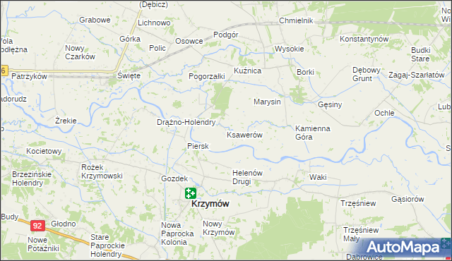 mapa Ksawerów gmina Kramsk, Ksawerów gmina Kramsk na mapie Targeo