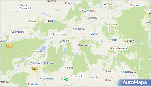 mapa Ksawerów gmina Żmudź, Ksawerów gmina Żmudź na mapie Targeo