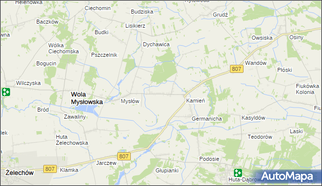 mapa Ksawerynów gmina Wola Mysłowska, Ksawerynów gmina Wola Mysłowska na mapie Targeo