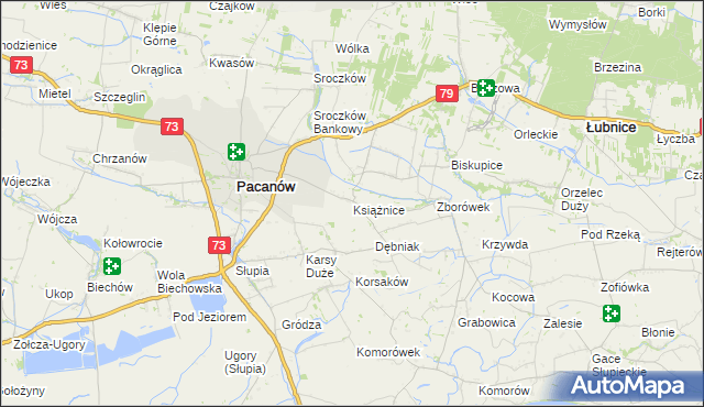 mapa Książnice gmina Pacanów, Książnice gmina Pacanów na mapie Targeo