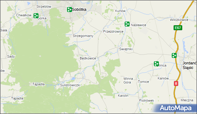 mapa Księginice Małe, Księginice Małe na mapie Targeo