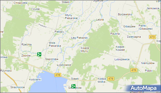 mapa Księże Młyny, Księże Młyny na mapie Targeo