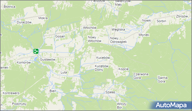 mapa Kucębów, Kucębów na mapie Targeo