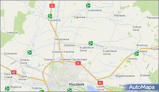 mapa Kujakowice Dolne, Kujakowice Dolne na mapie Targeo