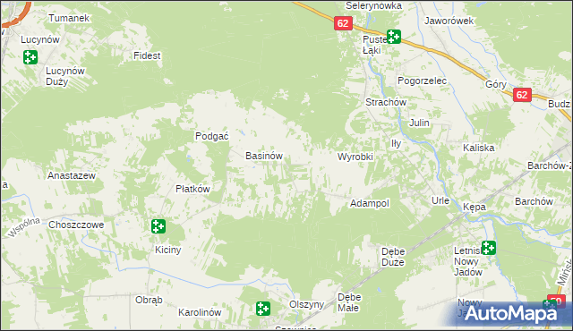 mapa Kukawki gmina Jadów, Kukawki gmina Jadów na mapie Targeo