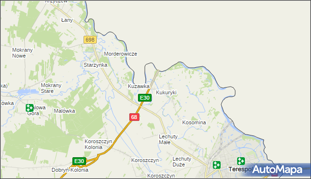 mapa Kukuryki, Kukuryki na mapie Targeo