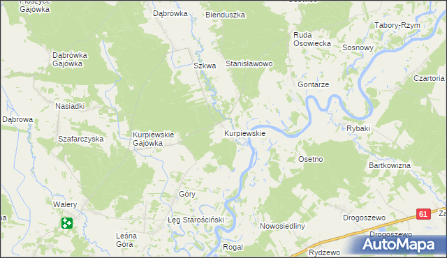 mapa Kurpiewskie, Kurpiewskie na mapie Targeo