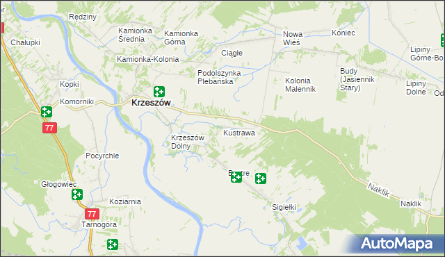 mapa Kustrawa, Kustrawa na mapie Targeo