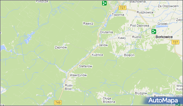 mapa Kuźnica gmina Przysucha, Kuźnica gmina Przysucha na mapie Targeo