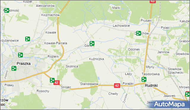 mapa Kuźnica gmina Rudniki, Kuźnica gmina Rudniki na mapie Targeo