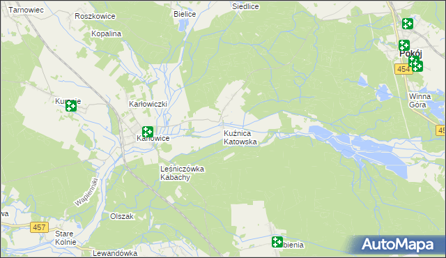 mapa Kuźnica Katowska, Kuźnica Katowska na mapie Targeo