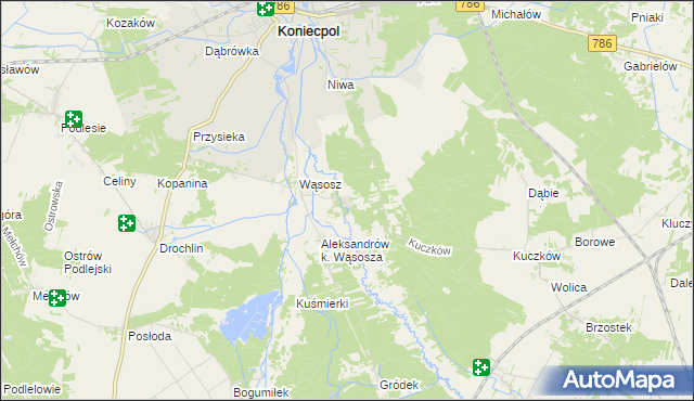 mapa Kuźnica Wąsowska, Kuźnica Wąsowska na mapie Targeo