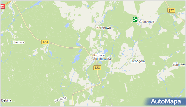 mapa Kuźnica Żelichowska, Kuźnica Żelichowska na mapie Targeo