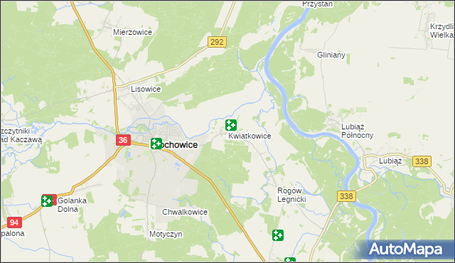 mapa Kwiatkowice gmina Prochowice, Kwiatkowice gmina Prochowice na mapie Targeo