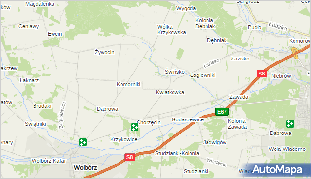 mapa Kwiatkówka, Kwiatkówka na mapie Targeo