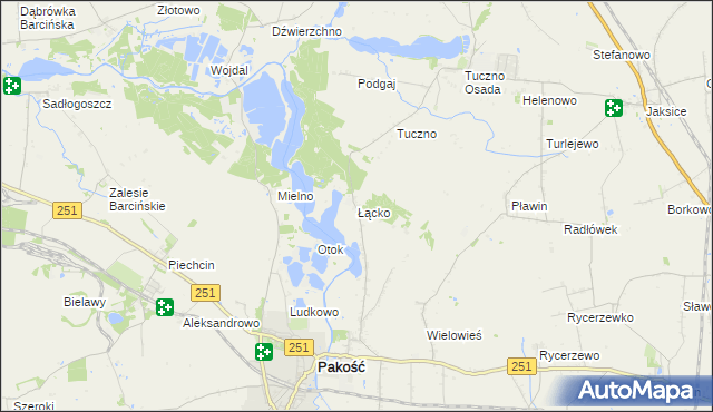 mapa Łącko gmina Pakość, Łącko gmina Pakość na mapie Targeo