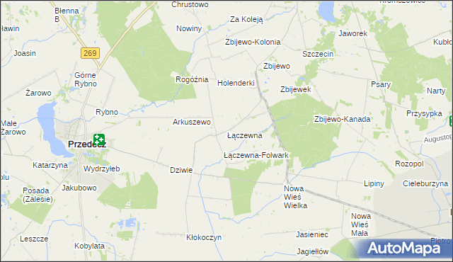 mapa Łączewna gmina Przedecz, Łączewna gmina Przedecz na mapie Targeo